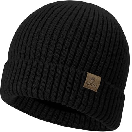 LiuSuper XXL Oversized Beanie Mütze für Damen und Herren, extra große warme Wintermütze für große Köpfe, gefüttert & dehnbar, Schwarz, Einheitsgröße