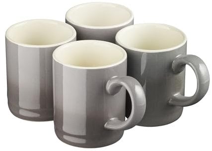 Cooks Professional 4 Piece Espresso Coffee Cup Set | Dishwasher & Microwave Safe Durable Stoneware Stylish Colourful Graduated Design Mini Drinking Mugs | 100ml Capacity | Grey
