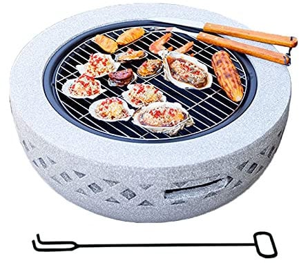 GagalU Feuerschale, Feuerstelle? 60 cm mit Grillrost mit Einfassung aus Kunststein. Tolles Geschenk