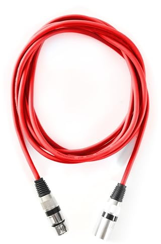 MUSIC STORE, XLR-Mikrofonkabel, 3 m, Rot, Standardkabel, Heim- und Studioanwendungen