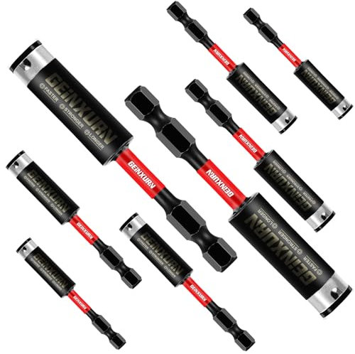 Geinxurn 3Inches Impact Magnetic Screwdriver Bit Holders, 8PACK Extension Socket Drill Bit Holder S2 Alloy Steel Hex Shank Quick-Change Drill Bit Guide