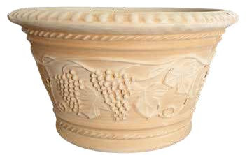 Pot en terre cuite + soucoupe en terre cuite Made in Italy - Jardinière en Cotto, Diamètre 35 cm, Hauteur 28 cm