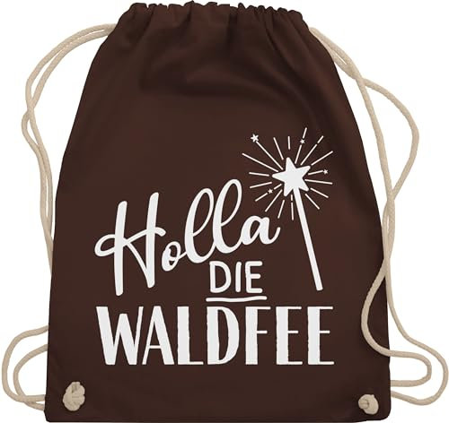 Turnbeutel Rucksack - Karneval & Fasching - Taschen - Holla die Waldfee | Waldfee Kostüm - Unisize - Braun - karnevalsbeutel faschings fee beuteltasche karnevalstasche karnevals feen tasche