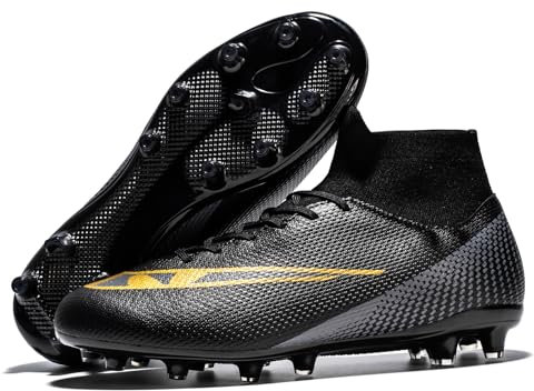 Wugehu Männer Fußball Cleats Erwachsene Athletische Schwarze Fußballschuhe