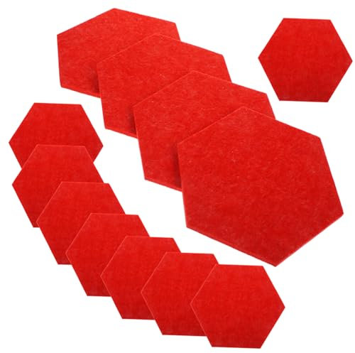 NUOBESTY 12St Filz-Message-Board Filzplattenstücke Sechseckiges Schwarzes Brett kinderzimmer wanddeko wandpolsterung kinderzimmer Bürodekoration Ankündigungstafel Pinnwand für Foto 10cm rot