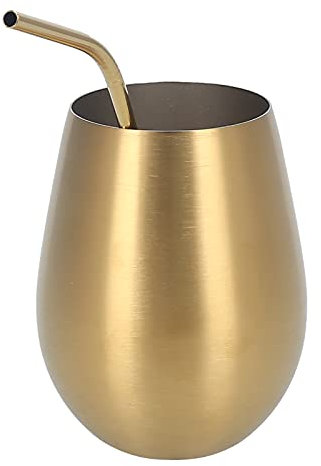ANKROYU 500 Ml Weinbecher aus Edelstahl, Weingläser Ohne Stiel, Unzerbrechliches Weinglas, Einlagiger Bierkrug Mit Strohhalm, Metalltrinkbecher Für Bar, Restaurant, Zuhause(Geld)