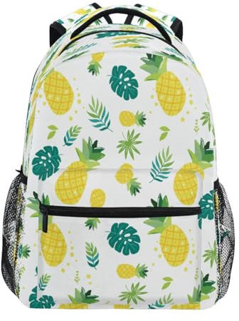HMZXZ tropisch Ananas Rucksack Schule Studenten Buch Tasche für Junge Mädchen Teenager Kinder Gelb Obst Daypack Rucksack für Reisen Camping Fitnessstudio Wandern