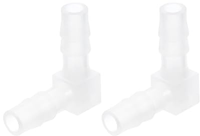 sourcing map 1/4 90 Degree Elbow Hose Barb, 2pcs L-Shaped Aquarium Air Valve Connector Tubing for Fish Tank Pond Air Line