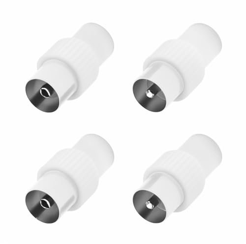 TV Aerial Coaxial Cable Connectors - Premium Nickel Plated 2x Male and 2x Female Connectors for Seamless Signal Transmission - for Satellite TV Aerial Coaxial Cable