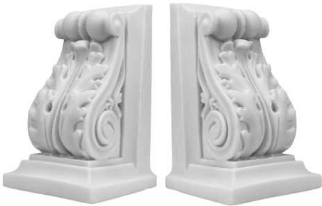 Generic Set 2 griechische ionische Säulen Säulen Säulen Buchstütze aus gegossenem Marmor, Statue, Skulptur, Weiß