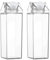 Lot de 2 bouteilles d'eau en plastique transparent de 1 L, réutilisables en forme de carton de lait, bouteille d'eau carrée, bouteille d'eau portable rechargeable, pour réfrigérateur extérieur
