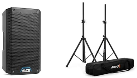 Alto Professional TS408 Altavoz PA Activo de 2000W 8 con Mezclador de 3 Canales, Streaming Bluetoot & Audibax Neo 130 - Soportes Profesionales para Altavoces - Pareja de Trípodes para Altavoces-Bolsa
