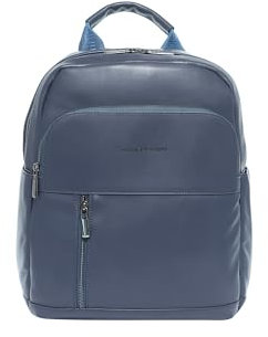MOMO Design Rucksack für Herren aus Kunstleder, vegan, 21 x 30 x 8,5 cm, MO-02PU-BLUE, blau