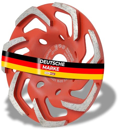 Woltersberger® Diamant-Schleiftopf 125mm x 22,23 mm Diamanttopfschleifer Schleifscheibe für Schleifarbeiten mit Beton und harten Baustoffen Granit Naturstein Estrich Putz Marmor