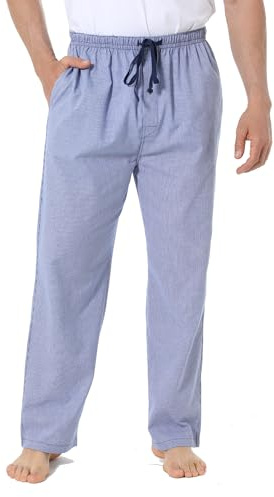 Pantalones de pijama 100% algodón, pantalones de dormir tejidos a cuadros pantalones de pijama con bolsillos