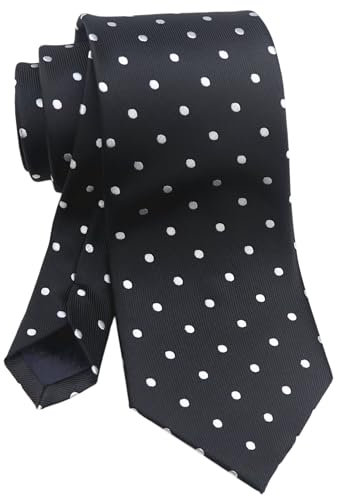 Vizakiss Klassische Designer-Krawatten für Herren, Schottenkaro, Streifen, formelle Business-Krawatten, Schwarz mit kleinen Punkten, Einheitsgröße