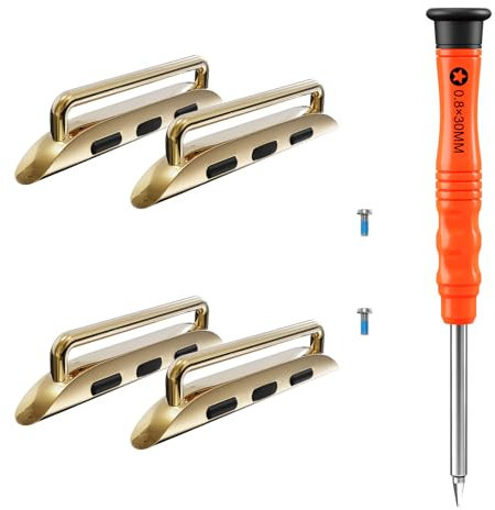 Hapysen Watch Band Connectors for Apple Watch Band Adapter, Replacement Link Attachment for iWatch Ultra(49mm) Series 9 8 7(45mm) Series 6 5 4 SE(44mm) Series 3 2 1(42mm) Straps, Gold(2pack)