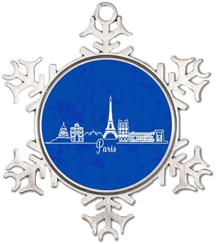 Frankreich Paris Schneeflocken-Ornamente, Staatsstolz, patriotische weiße Schneeflocke, Ornamente, Weihnachten, Party, Dekoration, Stadt, Skyline, Reisen, einzigartige Weihnachtskugel für Familie,