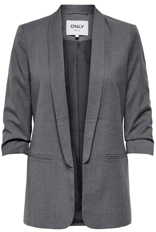 ONLY Damen Blazer Onlelly 3/4 Life Blazer TLR Noos, Medium Grey Melange,36