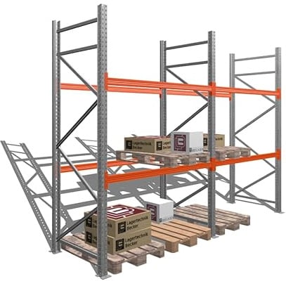 Generisch ARPA Palettenregal - 3,0 x 4,0 x 1,1 (HxBxT) - Grundregal mit 3 Ebenen - 2 Felder - Fachlast 2000kg - Schwerlastregal mit 12 Palettenplätzen