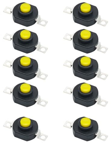 10 Pcs Self-Lock Push Button Switch, 0.5A 30V 2 Pin Latching Mini On/Off Switch, Micro Control Switch for Torch Flashlight Light Lamp
