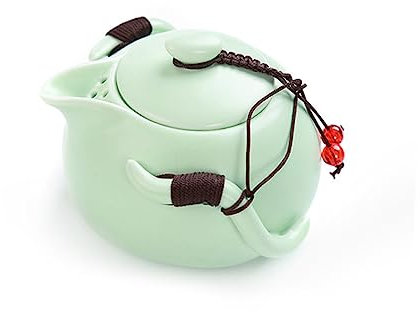 Cabilock Juego De Té De Viaje Juego De Té Chino Portátil De Porcelana Con Tetera 4 Tazas Bolso Verde