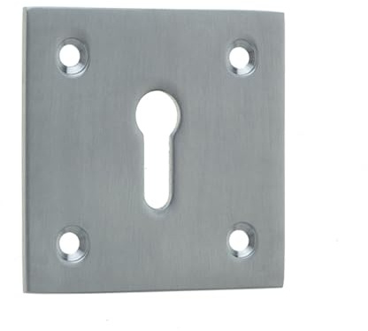 Satin Chrome Square Door Escutcheon 50x50mm for Enhanced Security - Key Hole Cover