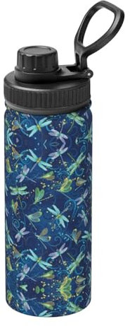 Dragonfly - Botella de agua de acero inoxidable para exteriores, doble pared aislada