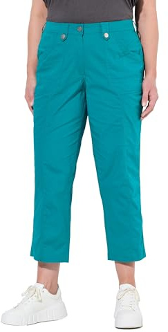 Ulla Popken Damen große Größen Übergrößen Plus Size 7/8-Cargohose, Krempelriegel, Komfortbund dunkel Petrol 42 720673769-42