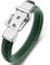 Aotiwe Armband Freundschaft, Armband Mann Leder Silber Grün Gürtelschnalle aus Stahl 18.5cm