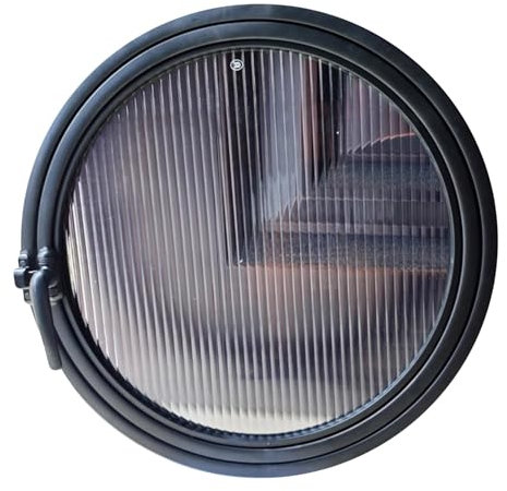 KPHYMOD Ventana Ventana Redonda Empotrada De Metal con Vidrio Templado, Rotación De 360° con Eje Central Y Manija, Ideal para Baño, Cocina, Sala De Estar.(Black,40 cm/15.7 in)