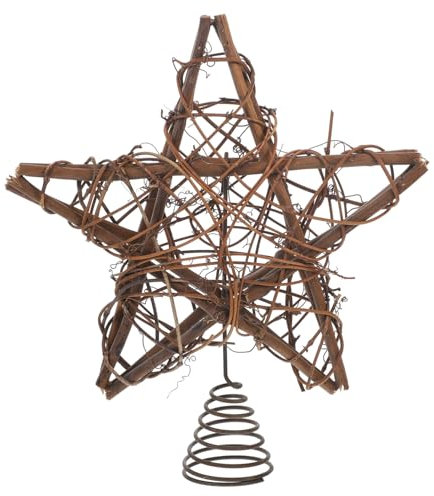 TOPPERFUN Rotin Décoration Treetop avec Base Spirale Accessoire Rattan pour Sapin de Noël Ambiance et pour Magasins Restaurants et Célébrations Familiales