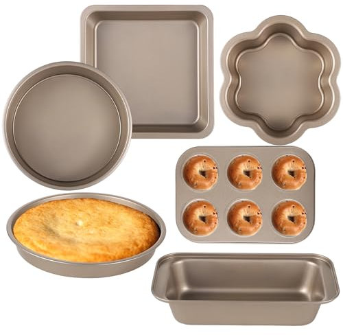 Vestamore Heavy-Duty 6-Piece Non-Stick Baking Set, Carbon Steel Trays for Cakes, Muffins, Pizzas, and More