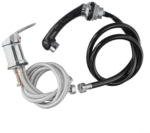 Jotekonoby Professionelle Salon-Mischbatterie mit herausziehbarer Handbrause, Chrom, Einhandarmatur für Shampoo-Stuhl, Friseurstation, Hochdruck, 3 Anschlüsse, 80 cm Schlauch