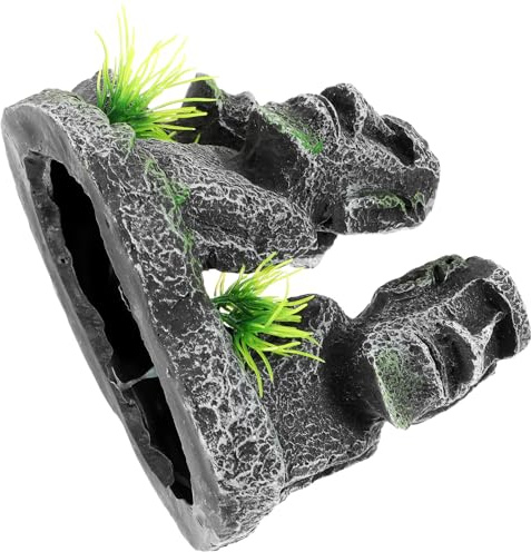 PAMINGONO Moai Aquarium Deko Resin Statue Fischbecken Ornament Langlebig Bruchfest Leicht für Süßwasser und Meerwasser als Versteck und Dekoration