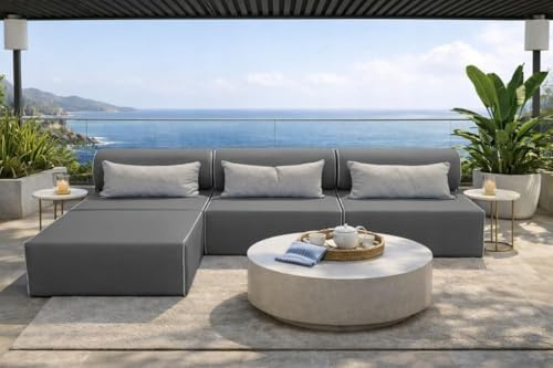 TRADA Gartensofa Bali M, Balkon & Terrasse, Dunkelgrau | Wetterfeste Balkonmöbel & Lounge Sofa Außen, Moderne Outdoor Couch für Garten
