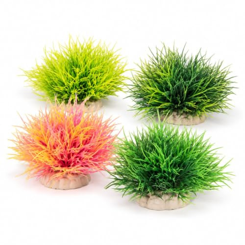TUBAWD 4PCS Fish Tank Plants Set, Aquarium Plants Artificial Small Size, Aquarium Plants Appearance, Artificial for Betta Tanks, Fish Tank Plants in Mixed Colours