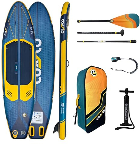 Coasto - SUP aufblasbares Stand Up Paddle Flip 10'5 - PB-CFLIP105 - aufblasbares Dropstitch Woven Board mit Paddel, Leash, Pumpe und Transporttasche - 310 l - 317 x 81 x 15 cm