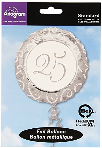 amscan 11056 01 Folienballon 25. Hochzeitstag, Silber, Weiß