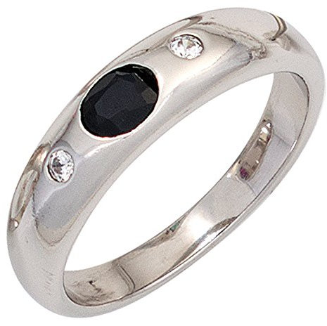 Jobo Damen-Ring aus 925 Sterling Silber mit Safir und Zirkonia Größe 60