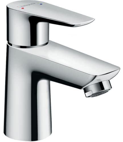 hansgrohe Waschtischarmatur Talis E, Wasserhahn Bad mit Auslauf Höhe 80 mm, ohne Ablaufgarnitur, Badarmatur wassersparend, Chrom