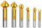 AOBETAK Set di punte svasatore per trapano con svasatura a 90° per legno e metallo morbido, in HSS 4241 rivestito in titanio, 6,3-20,5 mm,6 pezzi
