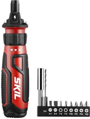 SKIL Avvitatore a batteria ricaricabile da 4 V con tecnologia a sensore di circuito, include 9 punte, 1 supporto per punte, cavo di ricarica USB - SD561201