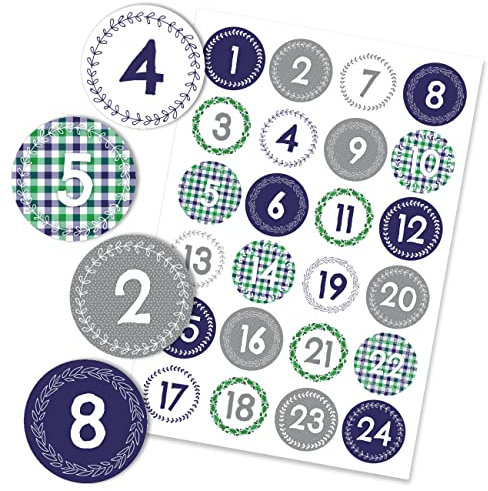 Papierdrachen 24 Adventskalender Zahlenaufkleber - Blau-grün Nr 44 - Sticker 4cm - zum Basteln und Dekorieren deines ganz persönlichen Adventskalenders