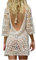 Cache-Maillots et Sarongs, Femme Maillot de Bain Dos Ouvert Robe de Maillot de Bain Bikini Dentelle au Crochet, C- Blanc, Taille Unique