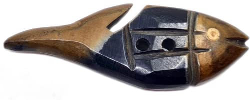 Lüna Knöpfe ECHT Horn Fisch, braun, 50 mm, 5 Stück