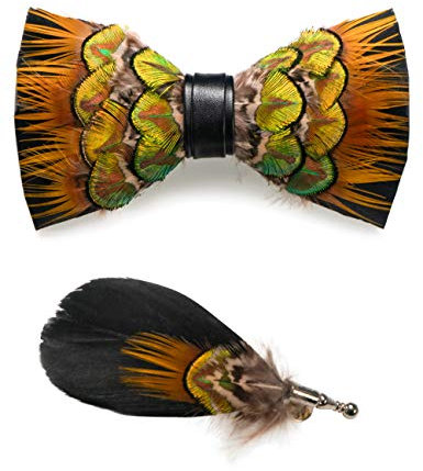 JEMYGINS homme noeud papillon plume et cuir handmade noeud papillon mariage rencontre(32)
