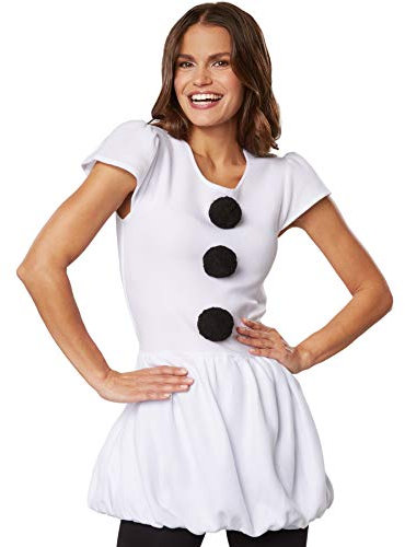dressforfun 900839 Damen Schneemann Kostüm, Schneefrau Verkleidung für Weihnachten Karneval Fasching, weiß - diverse Größen - (Large)