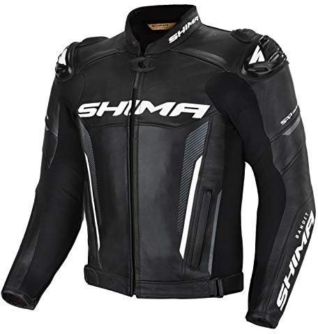 SHIMA BANDIT Motorradjacke Herren -Sport Biker Lederjacke Männer Belüftet Sommer mit Schulter Schleifers, Schulter, Ellbogen und Rückenprotektoren, Verstärkte Doppelnähte (Schwarz, 46)