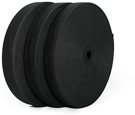 40 Metros de Goma Elástica de Costura, Disponible en Varios Anchos, Cinta Elástica para Coser, Cinta Elástica Ancha, Goma para Coser y Manualidades, Goma para Ropa, (Negro, 30mm)
